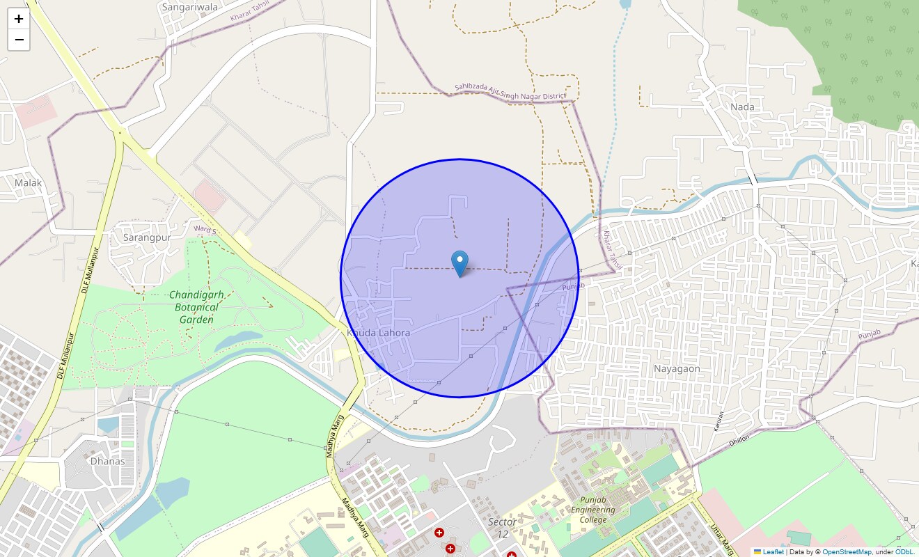 Location Map of Khudda Lahora, Chandigarh