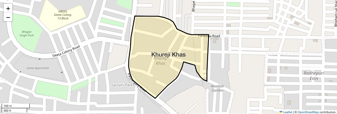 Location Map of Khureji Khas, Delhi
