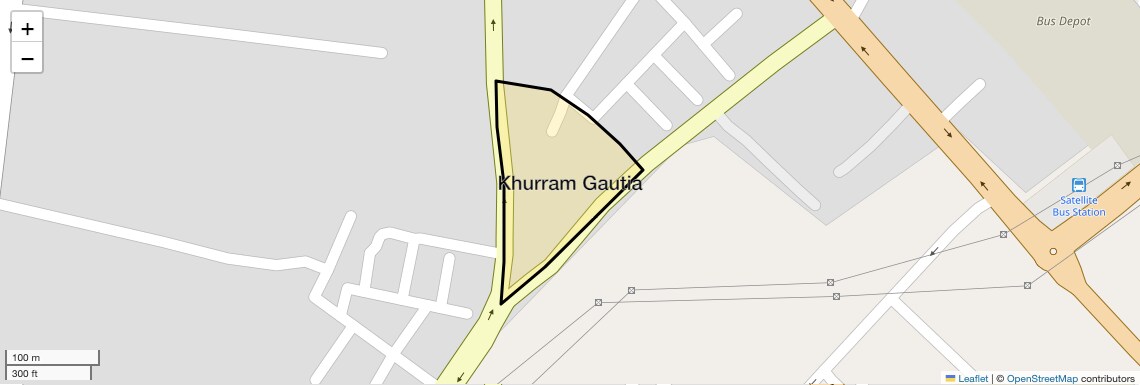 Location Map of Khurram Gautia, Bareilly