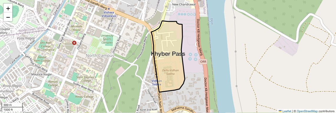 Location Map of Khyber Pass, Delhi