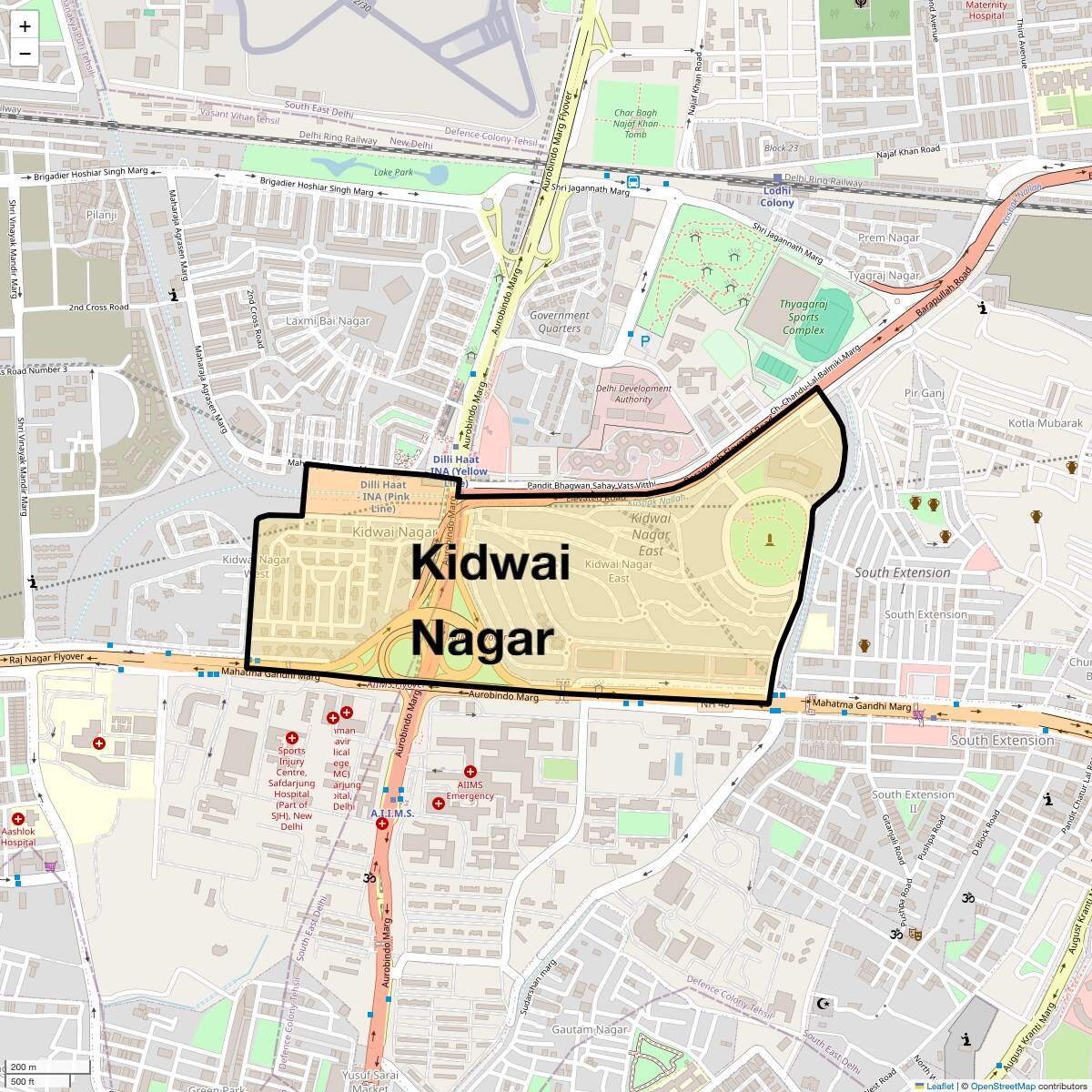 Location Map of Kidwai Nagar, Delhi
