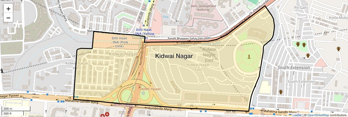 Location Map of Kidwai Nagar, Delhi
