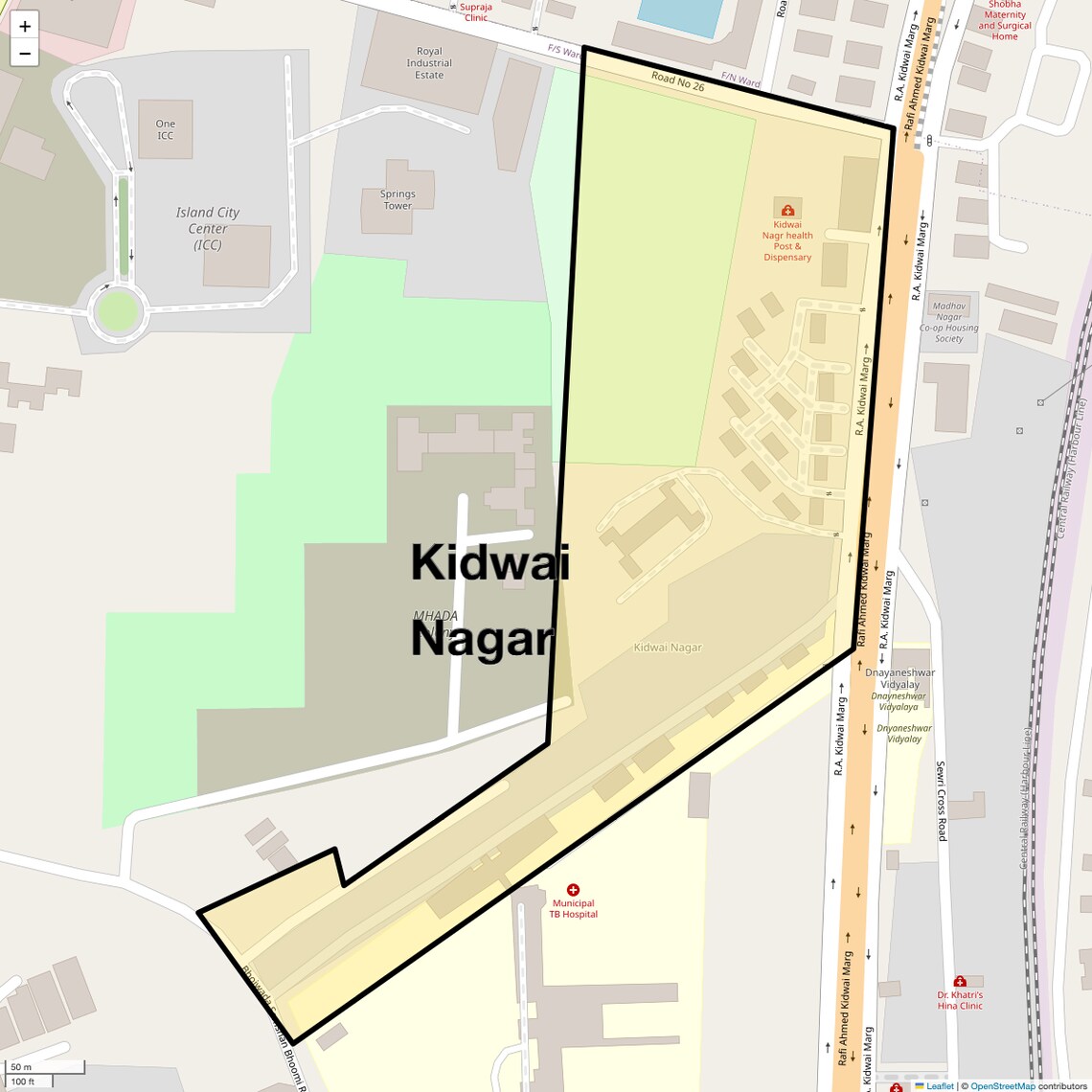 Location Map of Kidwai Nagar, Mumbai