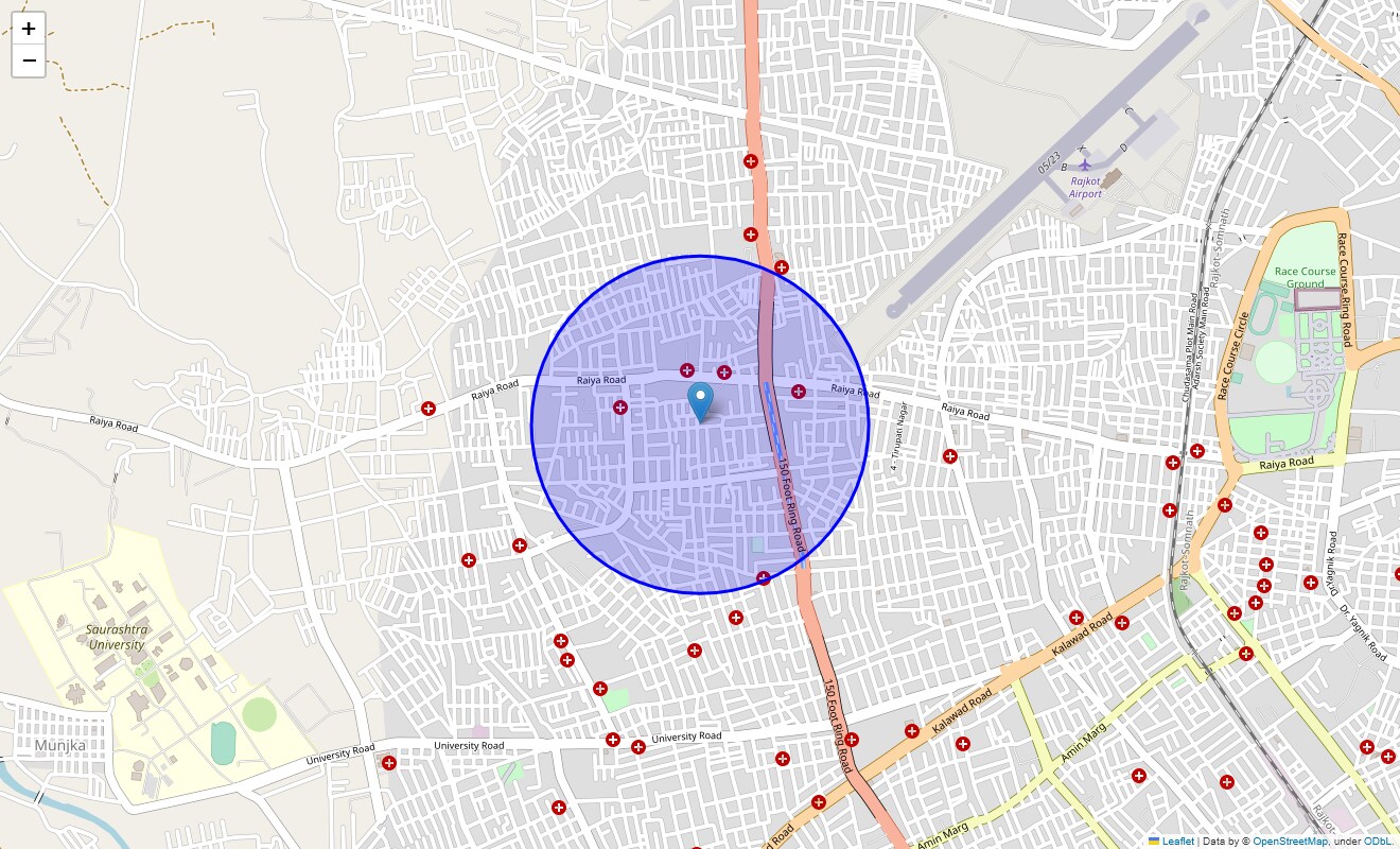 Location Map of Kidwai Nagar Society, Rajkot