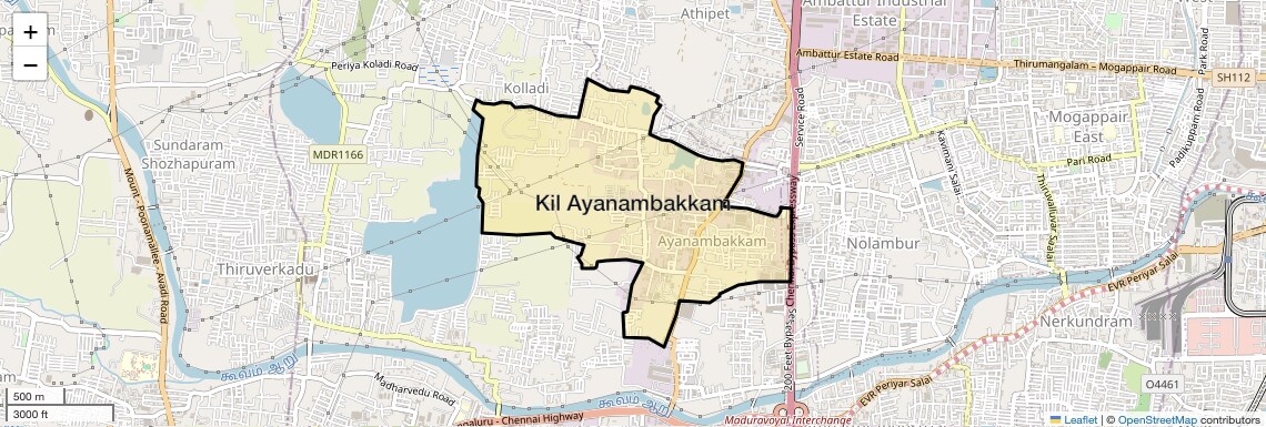 Location Map of Kil Ayanambakkam, Chennai