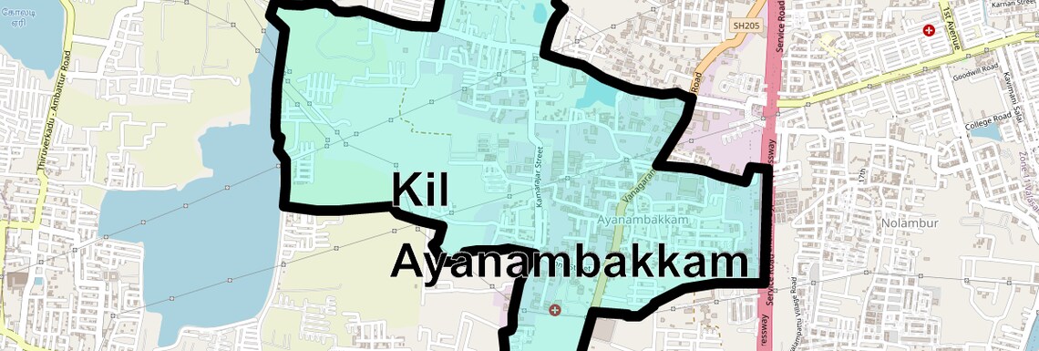 Location Map of Kil Ayanambakkam, Chennai