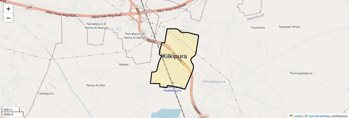 Location Map of Kilkipura, Jaipur