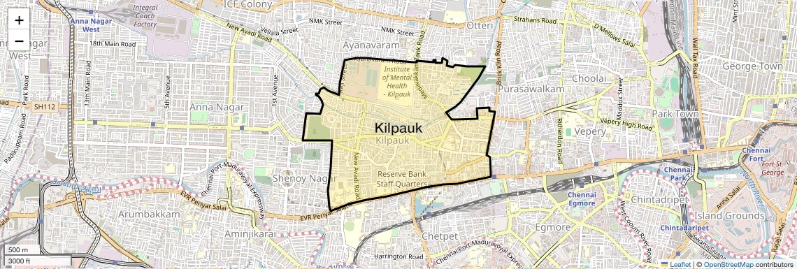 Location Map of Kilpauk, Chennai