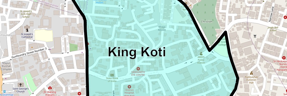 Location Map of King Koti, Hyderabad