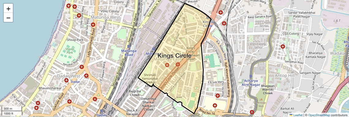 Location Map of Kings Circle, Mumbai