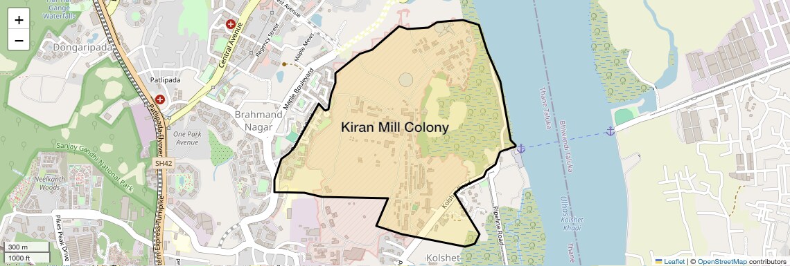 Location Map of Kiran Mill Colony, Thane