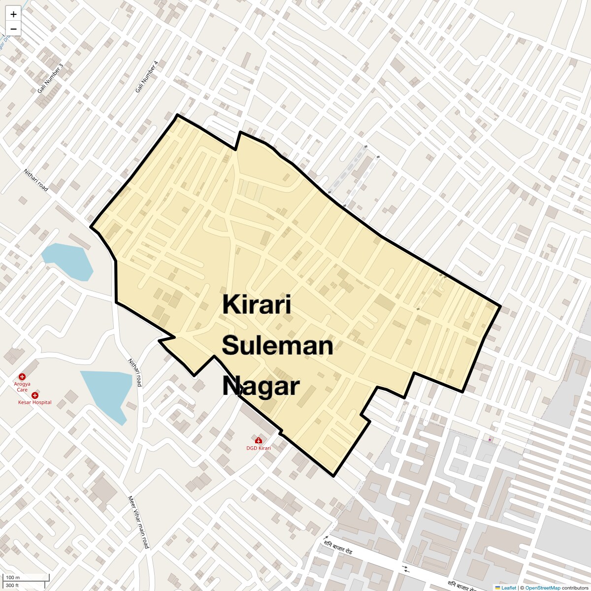 Location Map of Kirari Suleman Nagar, Delhi