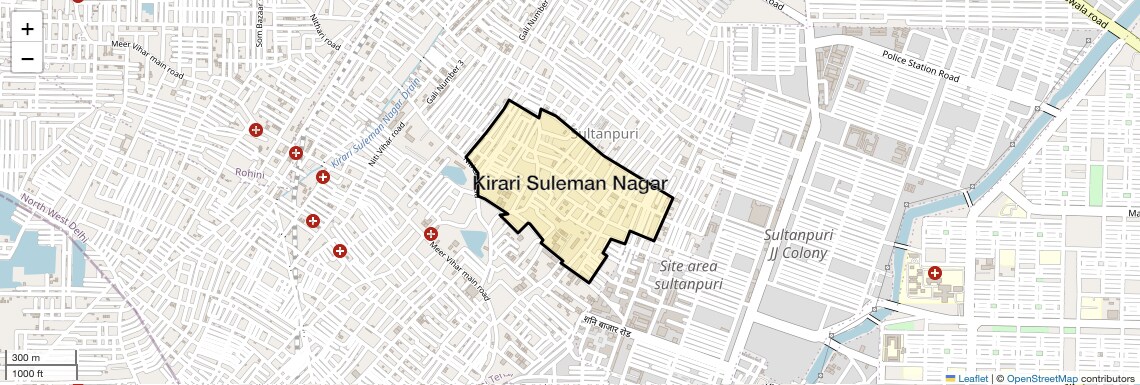 Location Map of Kirari Suleman Nagar, Delhi