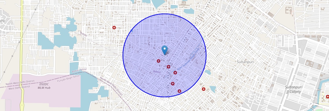 Location Map of Kirari Suleman Nagar, Delhi
