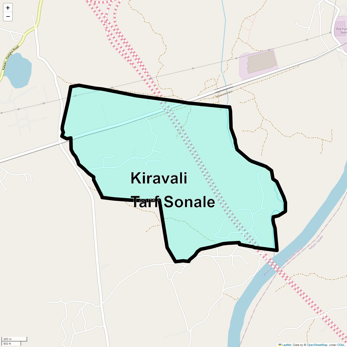 Location Map of Kiravali Tarf Sonale, Thane