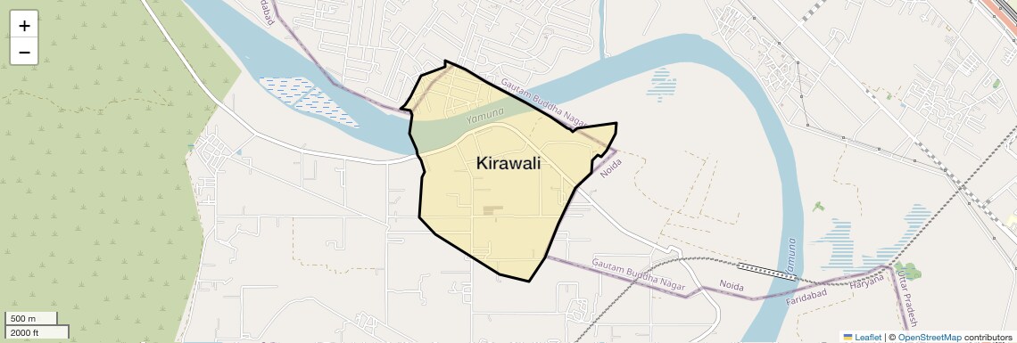 Location Map of Kirawali, Faridabad