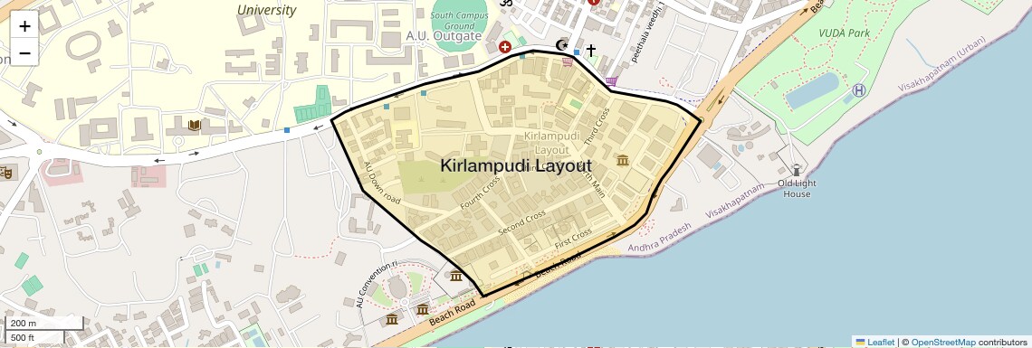 Location Map of Kirlampudi Layout, Vizag