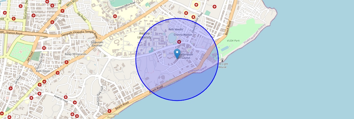 Location Map of Kirlampudi Layout, Vizag