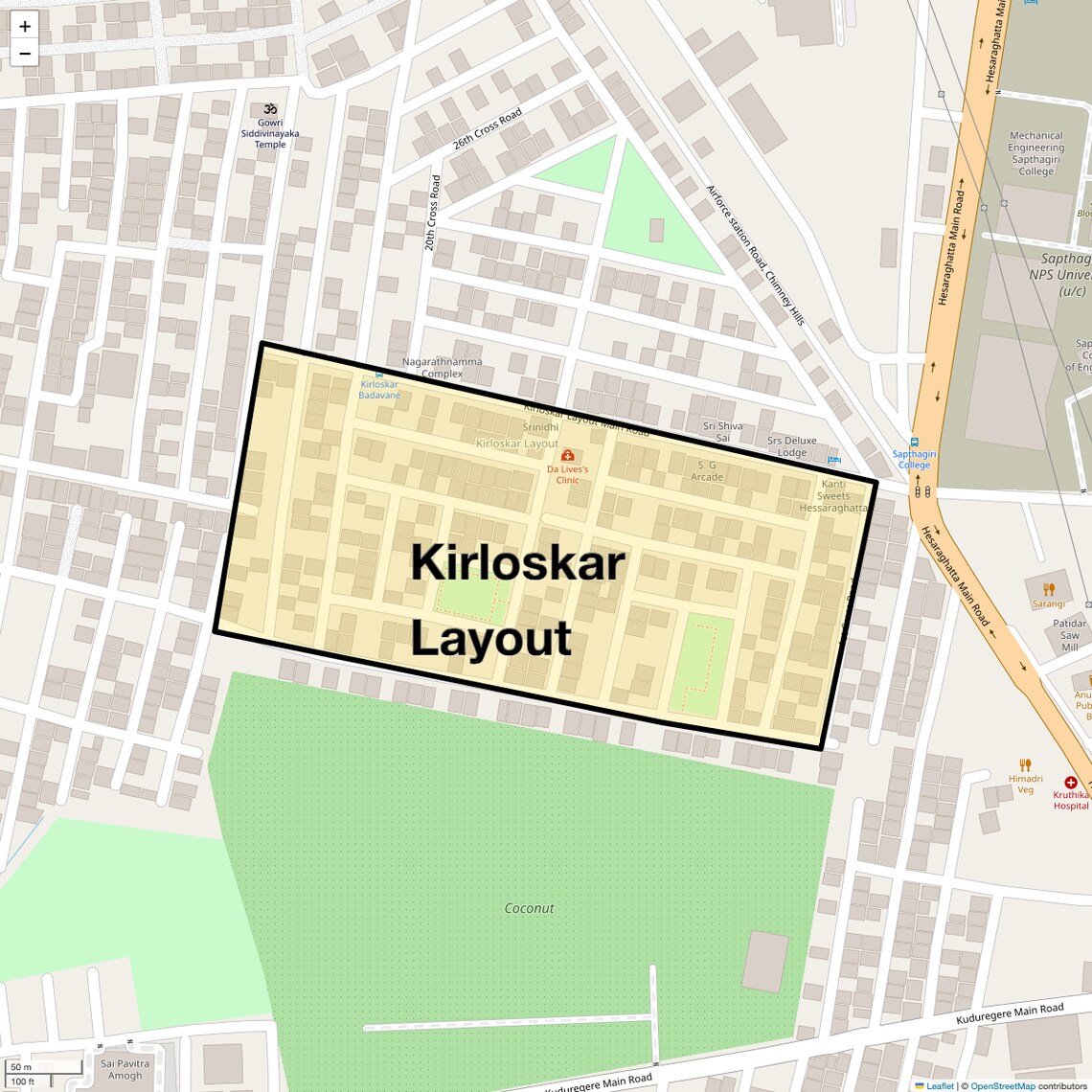 Location Map of Kirloskar Layout, Bangalore
