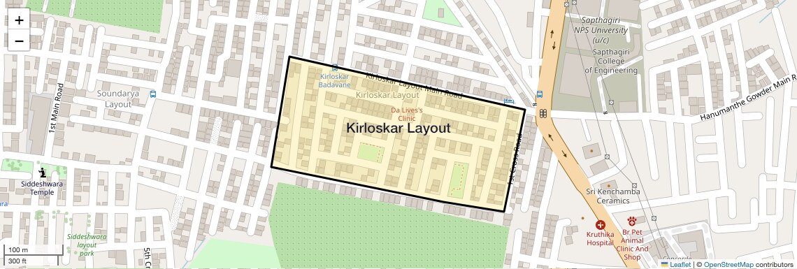 Location Map of Kirloskar Layout, Bangalore
