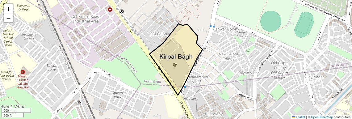 Location Map of Kirpal Bagh, Delhi