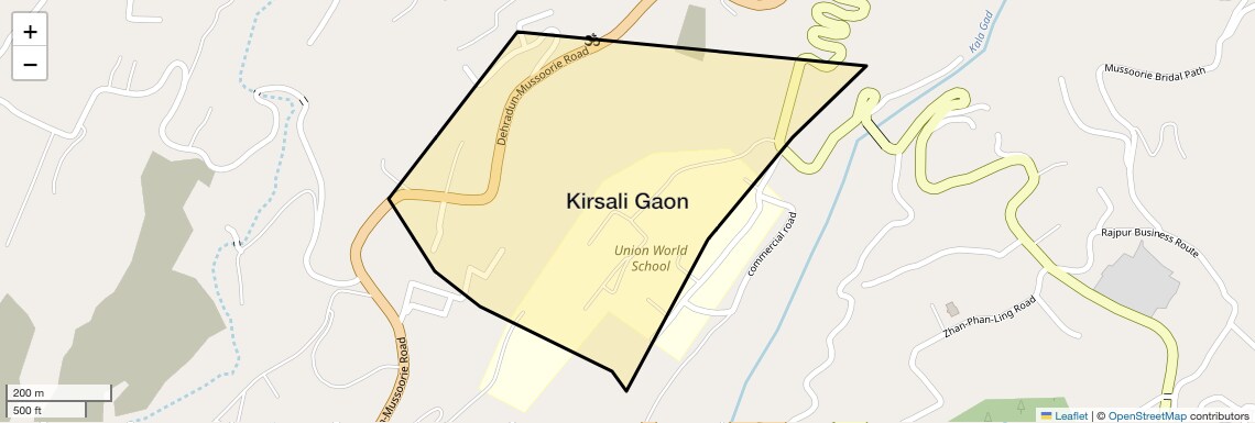Location Map of Kirsali Gaon, Dehradun