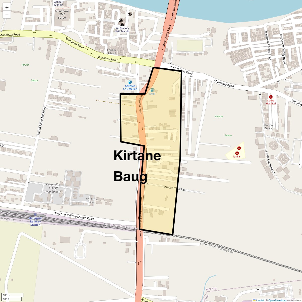 Location Map of Kirtane Baug, Pune