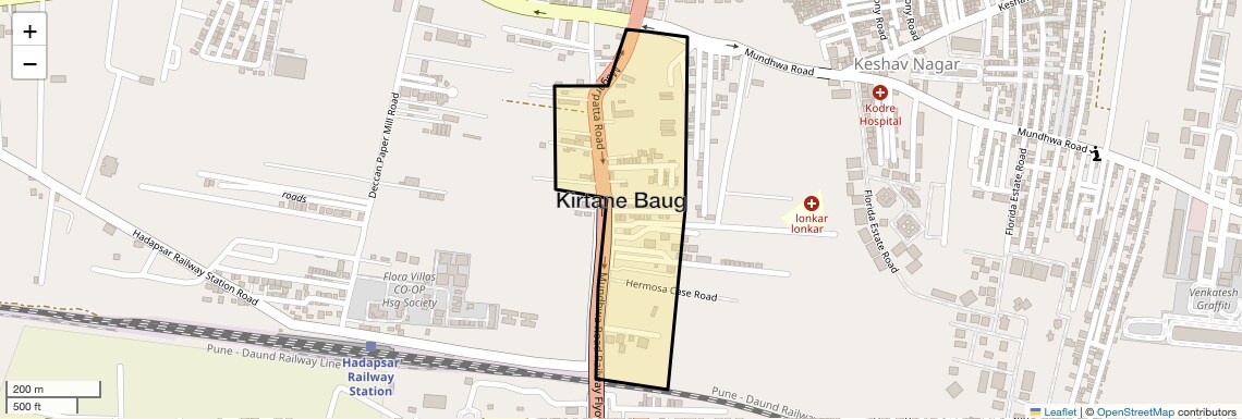 Location Map of Kirtane Baug, Pune