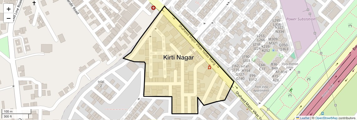 Location Map of Kirti Nagar, Gurgaon
