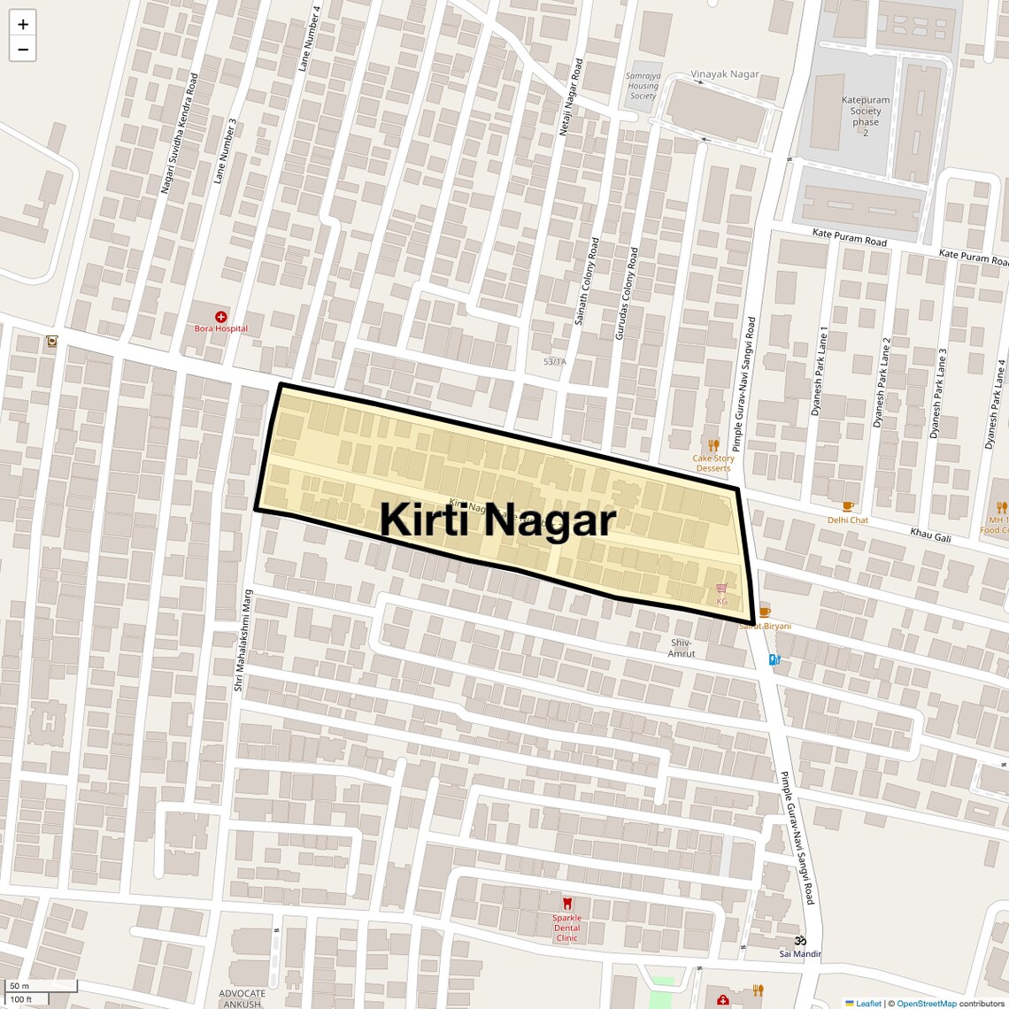 Location Map of Kirti Nagar, Pune