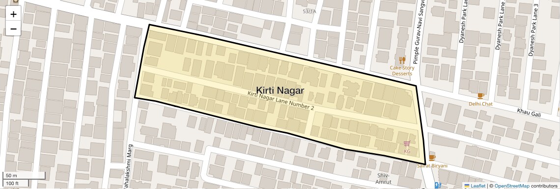Location Map of Kirti Nagar, Pune