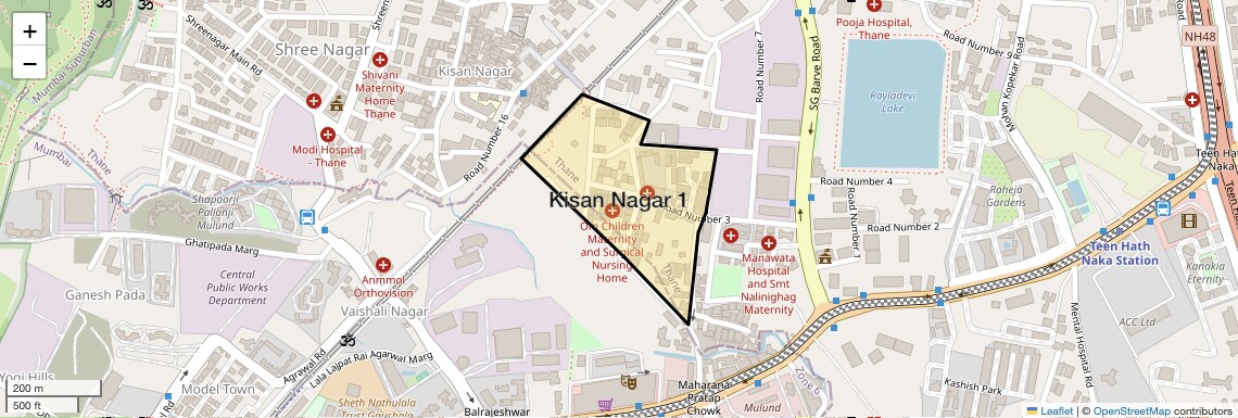 Location Map of Kisan Nagar 1, Thane