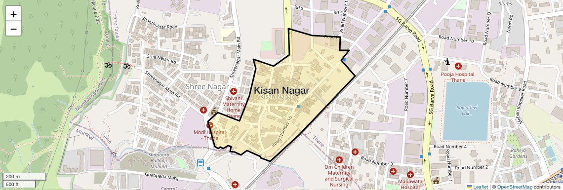 Location Map of Kisan Nagar, Thane