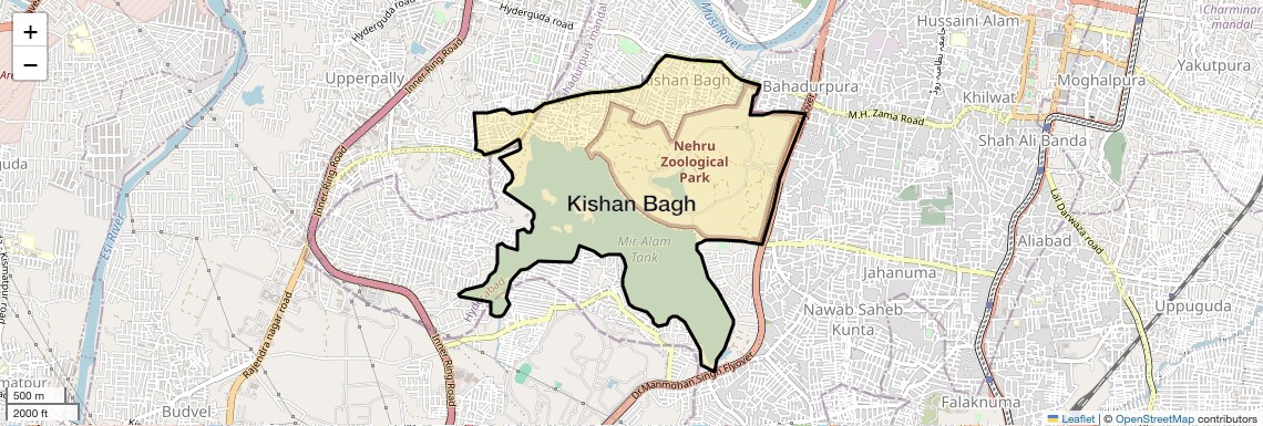 Location Map of Kishan Bagh, Hyderabad