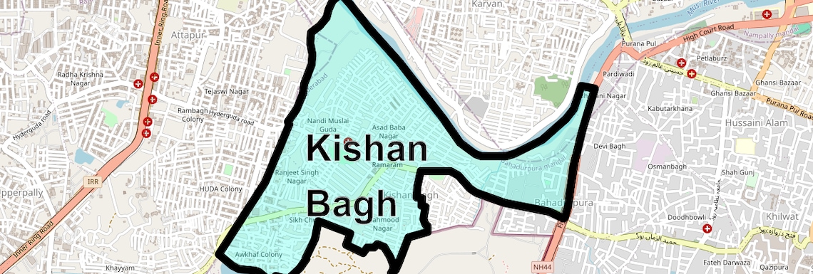 Location Map of Kishan Bagh, Hyderabad