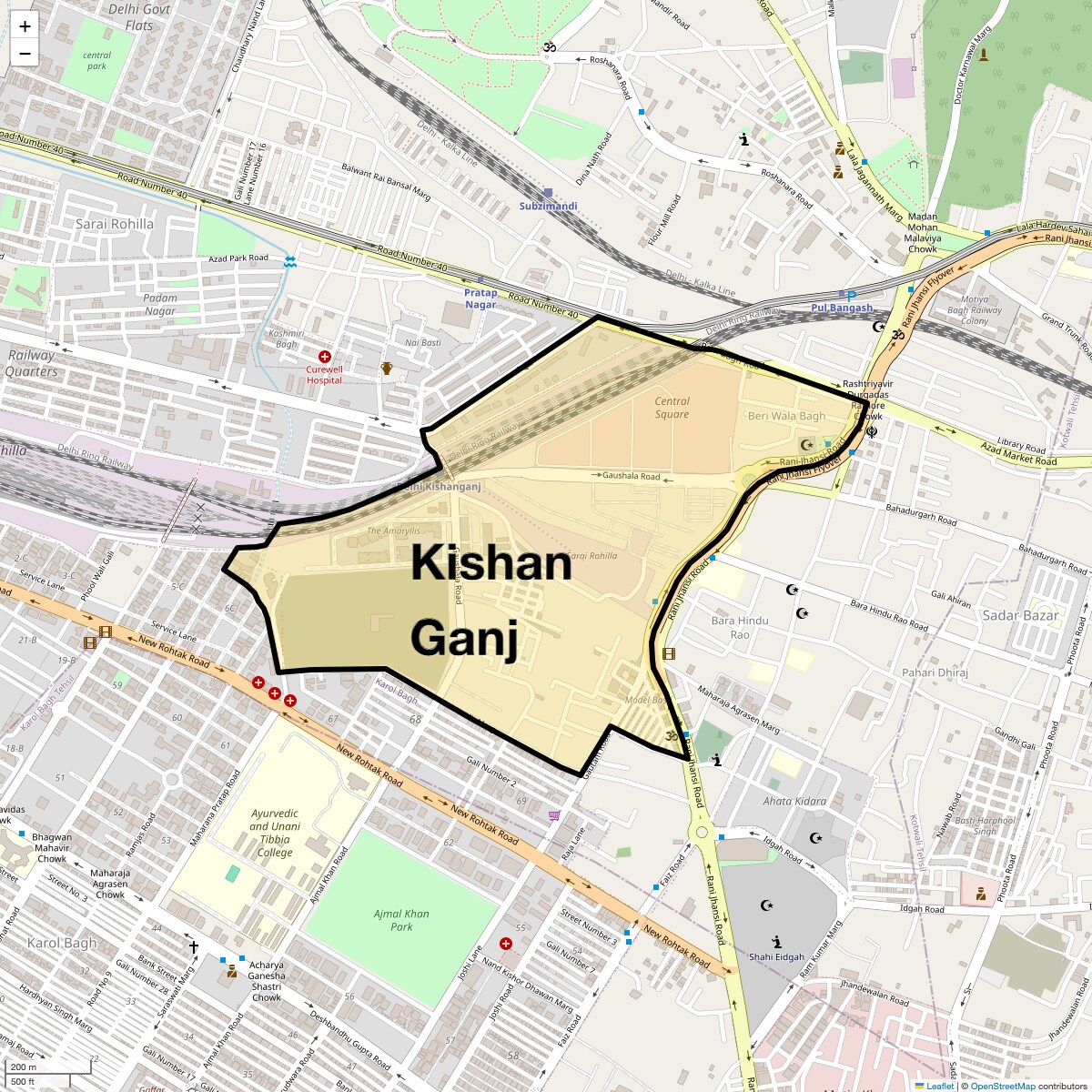 Location Map of Kishan Ganj, Delhi