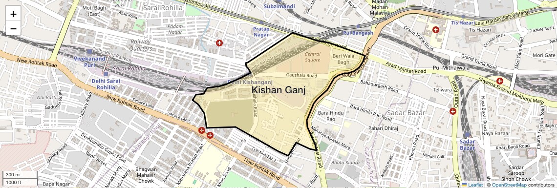 Location Map of Kishan Ganj, Delhi