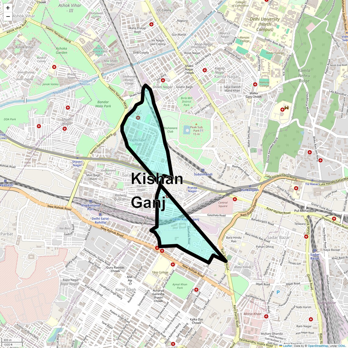 Location Map of Kishan Ganj, Delhi