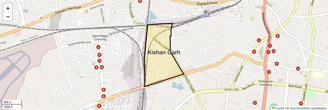 Location Map of Kishan Garh, Agra