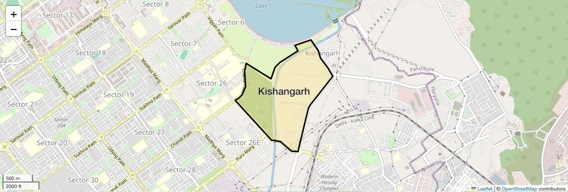 Location Map of Kishangarh, Chandigarh
