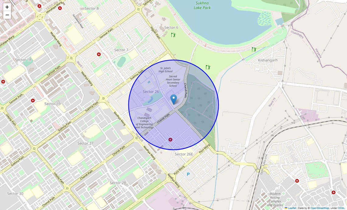 Location Map of Kishangarh, Chandigarh