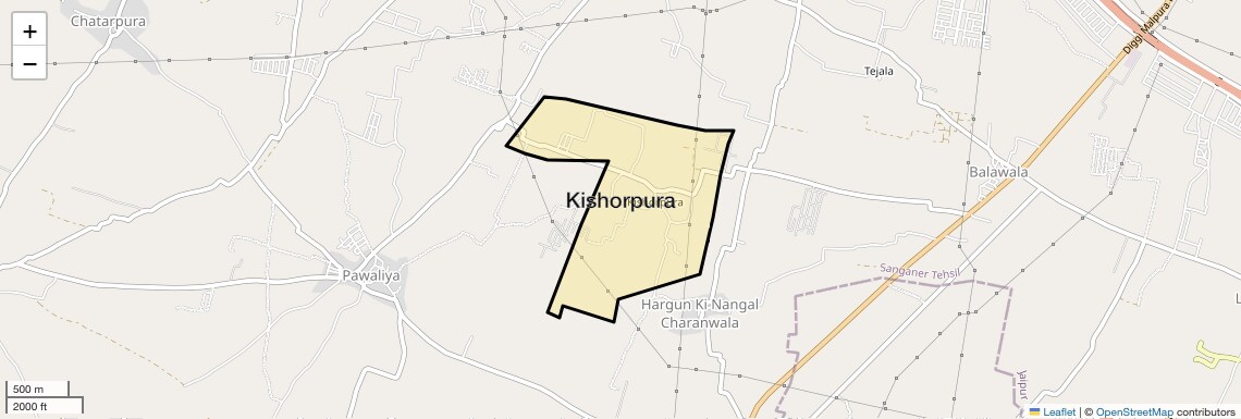 Location Map of Kishorpura, Jaipur