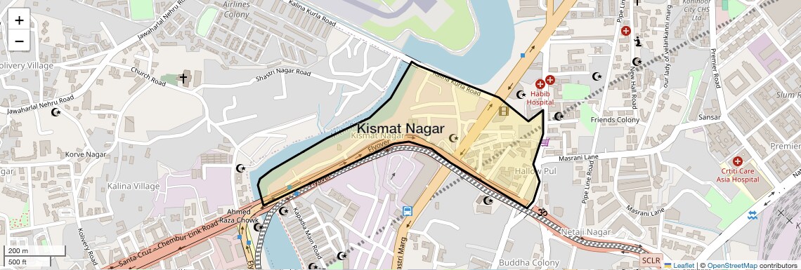 Location Map of Kismat Nagar, Mumbai