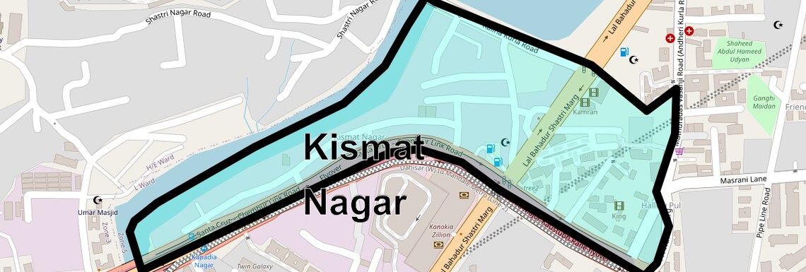 Location Map of Kismat Nagar, Mumbai