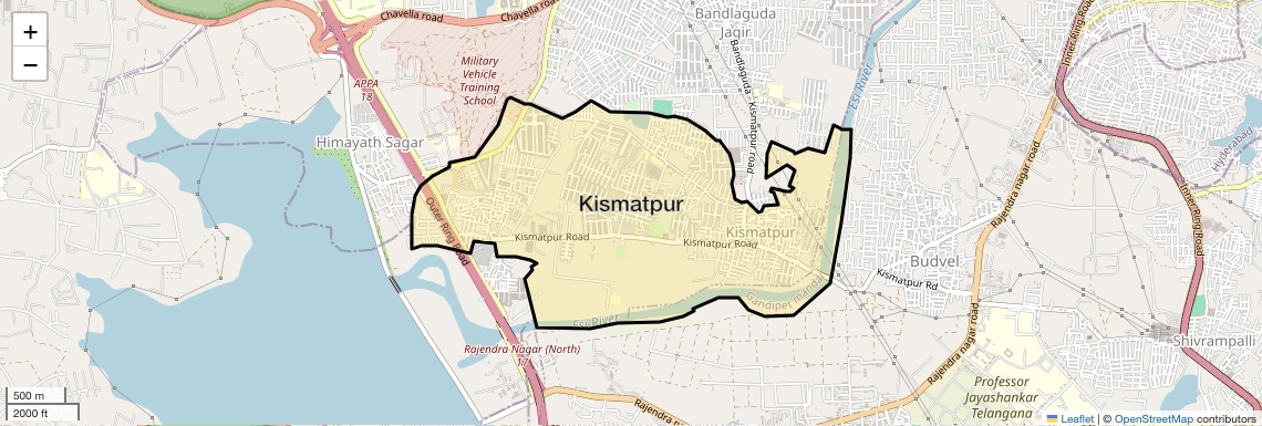 Location Map of Kismatpur, Hyderabad