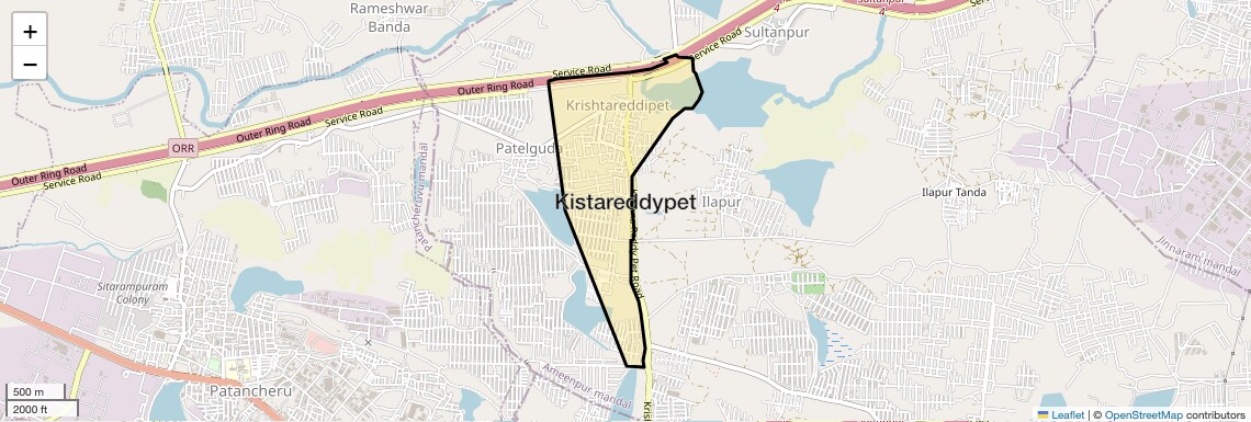 Location Map of Kistareddypet, Hyderabad