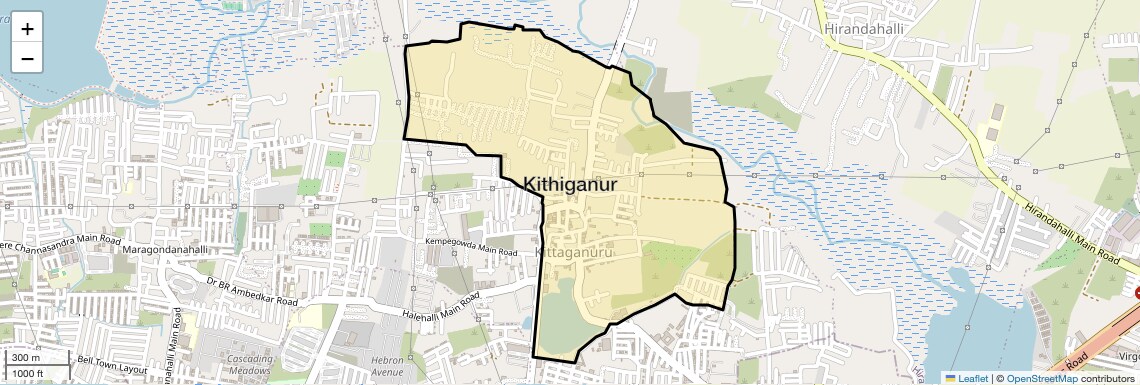 Location Map of Kithiganur, Bangalore