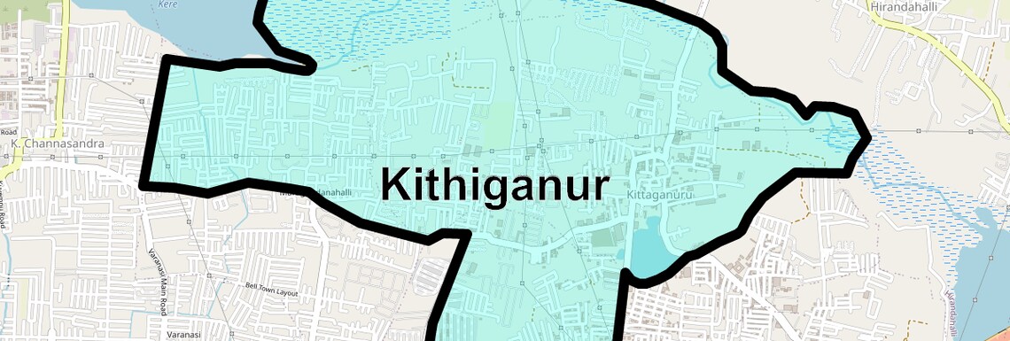 Location Map of Kithiganur, Bangalore