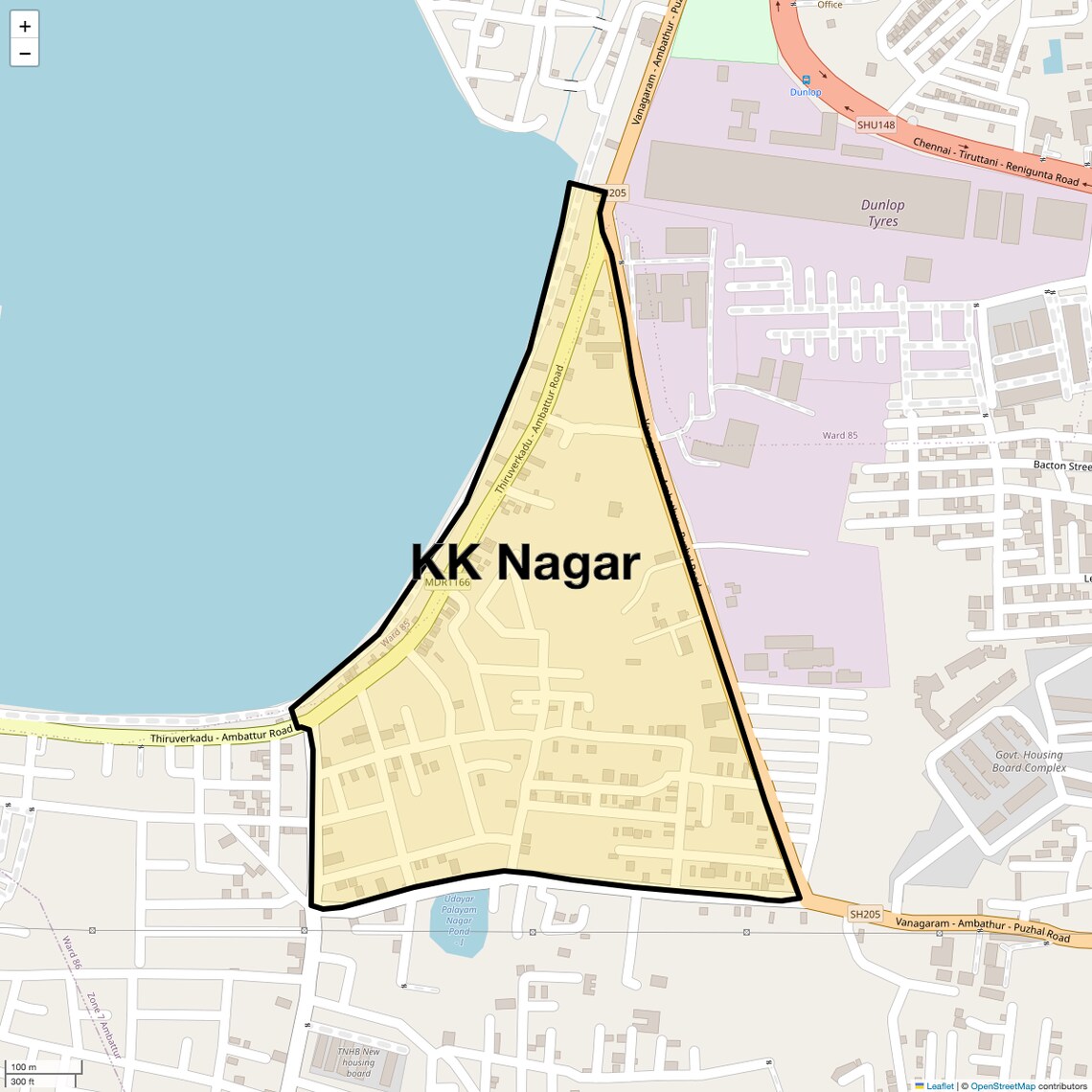 Location Map of KK Nagar, Chennai