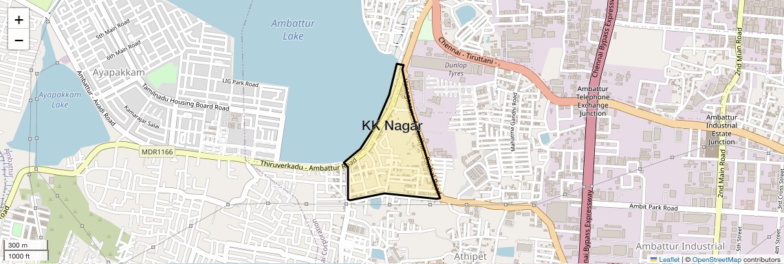 Location Map of KK Nagar, Chennai